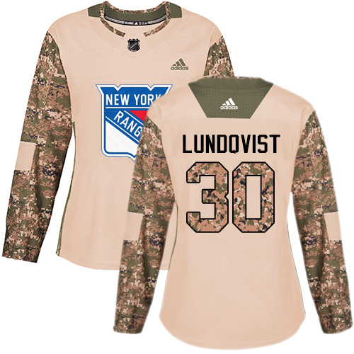 Adidas Rangers #30 Henrik Lundqvist Camo Authentic Veterans Day Women's Stitched NHL Jersey